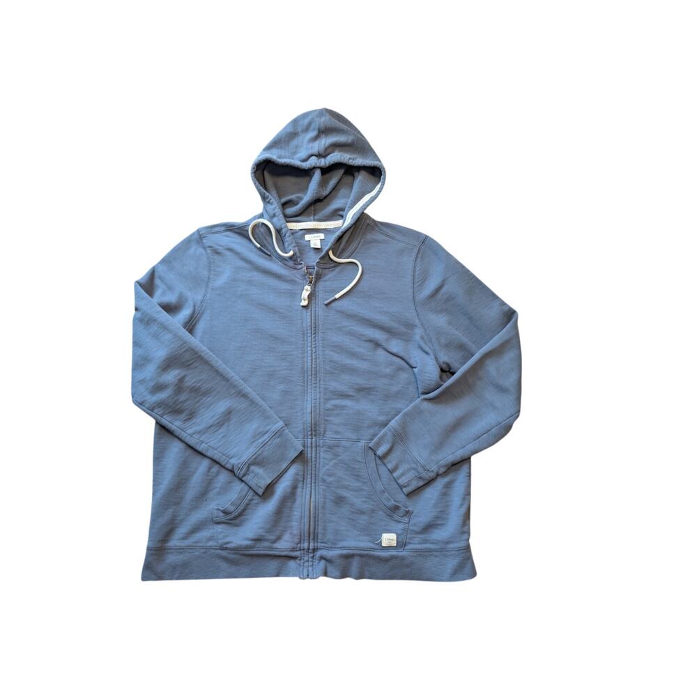 L.L.Bean Women’s Blue Organic Cotton Full Zip Hooded Sweatshirt Jacket XL Petite